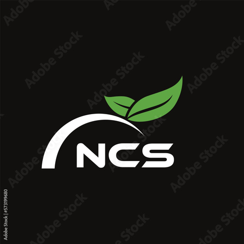 NCS letter nature logo design on black background. NCS creative initials letter leaf logo concept. NCS letter design.
 photo