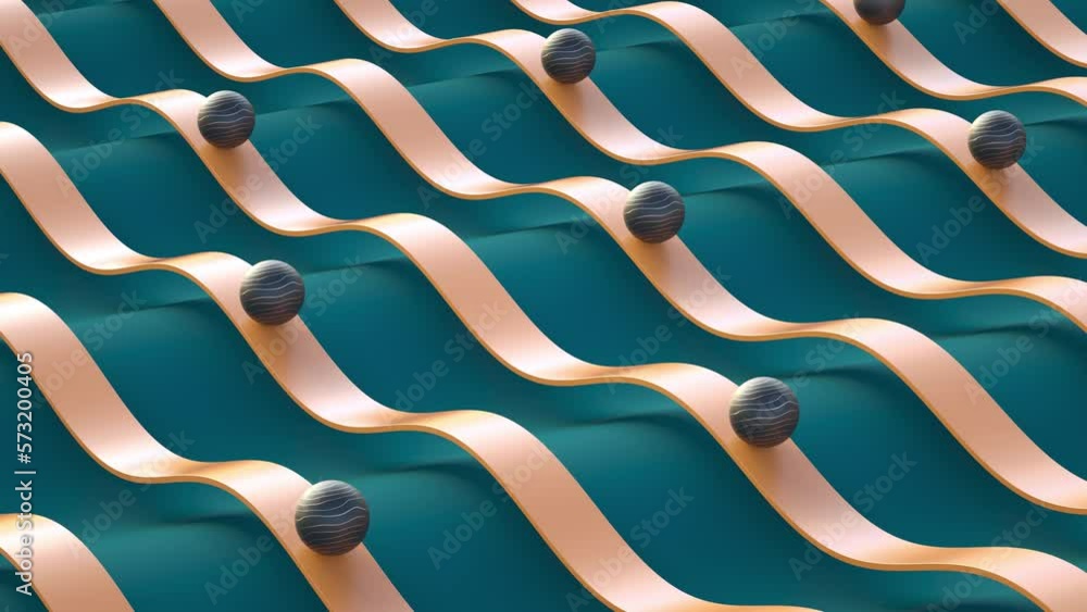 A loopable 3d render animation of balls sliding