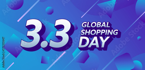 3.3 Shopping day sale banner design. Global shopping world day Sale on vivid color background. Vector illustrations.