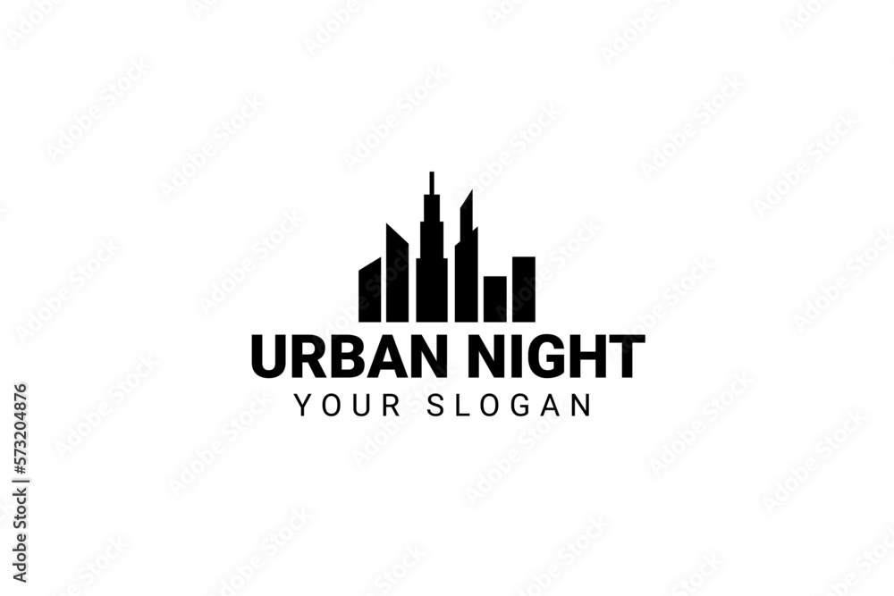 City Skyline Cityscape Silhouette For Real Estate Building Logo Design Vector