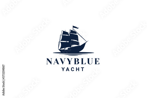 Obraz na płótnie Simple Sailing Yacht Silhouette Logo Design Inspiration