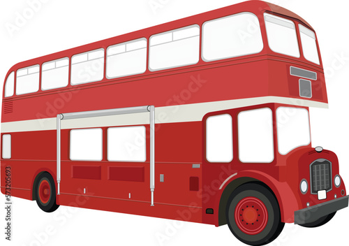 double decker bus red color side view