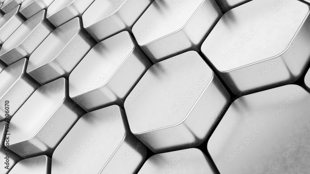 3d satin metal hexagon Background in White. 3d render illustration. 3d satin metal hexagon Background in White. 3d render illustration.