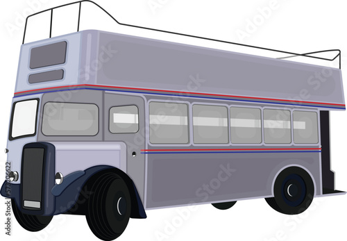 double decker bus vintage blue/grey color