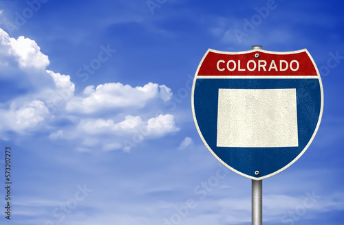 Colorado state map - road sign