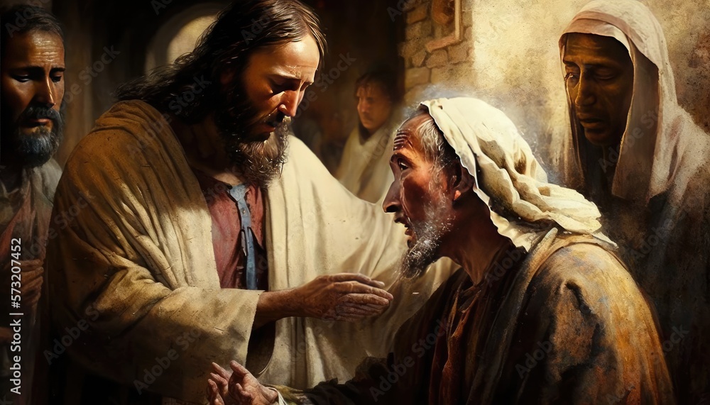 Jesus healing sick Stock Illustration | Adobe Stock