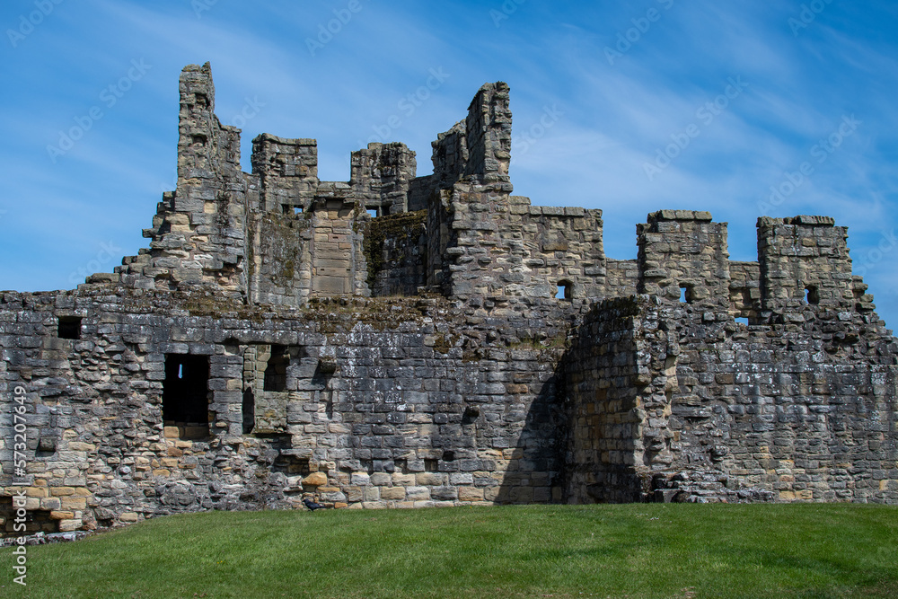 Warkworth Castle ruins in Northumberland, UK