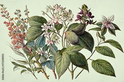Obraz na płótnie Botanical drawing wallpaper