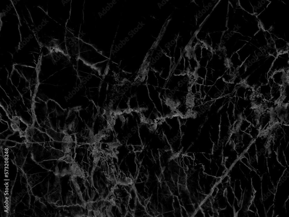 Black marble grunge pattern texture background with white shiny cracks veins, Marble of Thailand, Abstract natural marble black and white for design.	