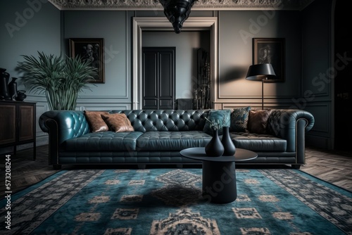 The design leather sofa in the living room adds a touch of sophistication to the contemporary decor.