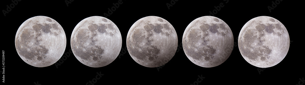 Fototapeta premium 5 Different phases of a partial lunar eclipse