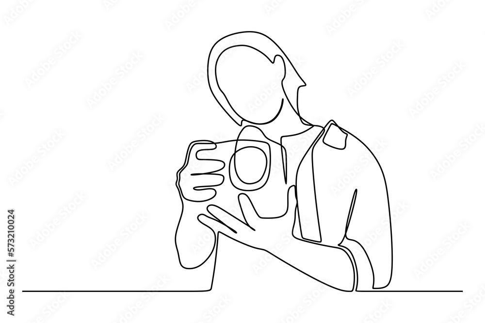 continuous line drawing of Professional Photography Job Concept