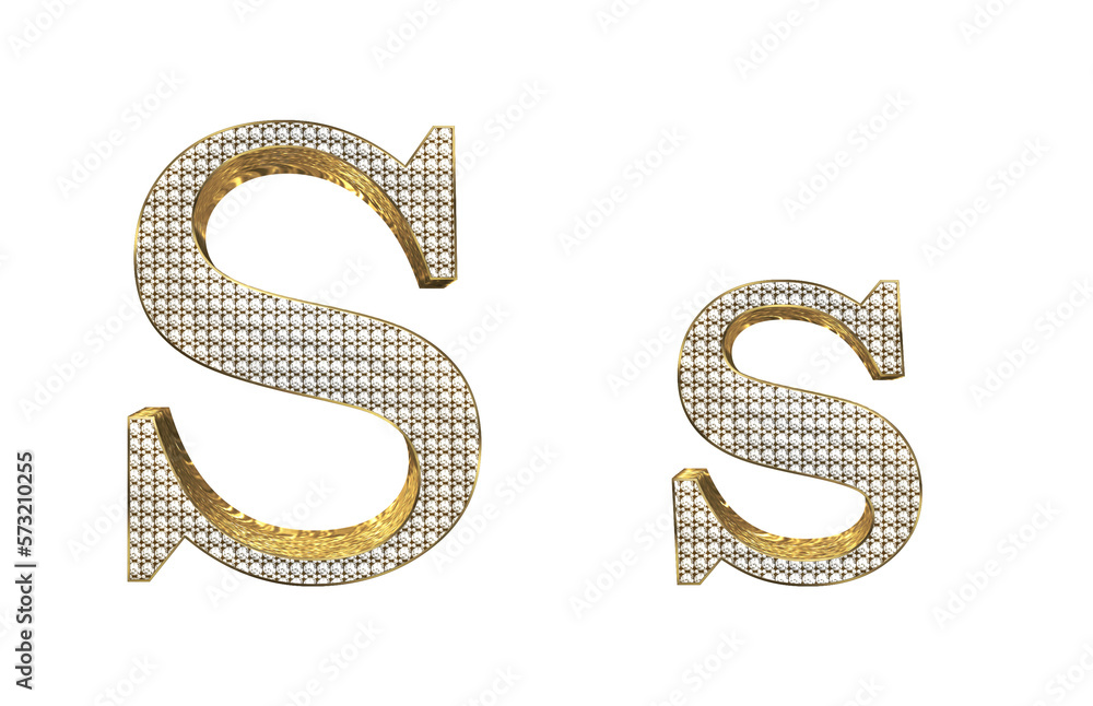 3d render Gold with diamond lowercase And uppercase Letters 3d render Gold with diamond lowercase And uppercase Letters