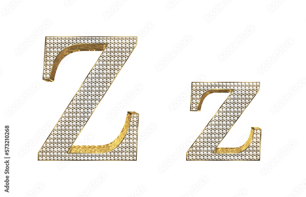 3d render Gold with diamond lowercase And uppercase Letters 3d render Gold with diamond lowercase And uppercase Letters