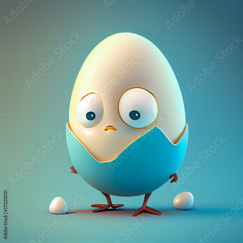 Sad egg character with face. Sadness Cartoon illustration. AI Generative