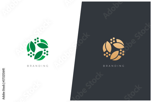 Natural Organic Leave Spa Green Vector Logo