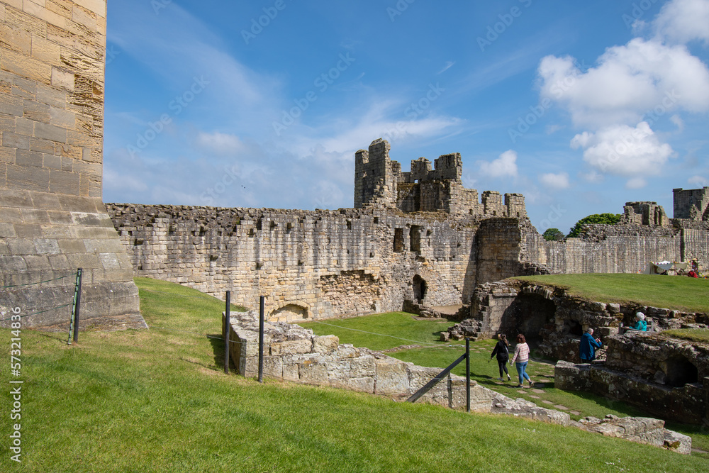 Warkworth Castle ruins in Northumberland, UK