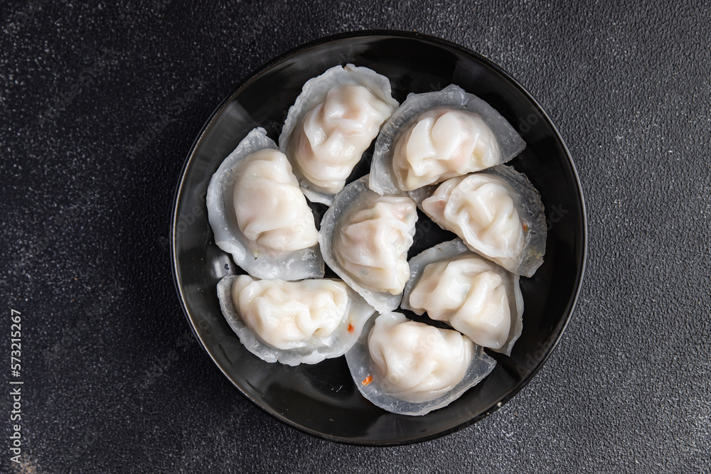 dim sum dumplings rice flour dough Chinese food meal snack on the table copy space food background rustic top view dim sum dumplings rice flour dough Chinese food meal snack on the table copy space food background rustic top view