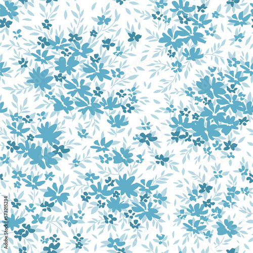 Trendy floral background with elegant small flowers on field ,ornate vector template