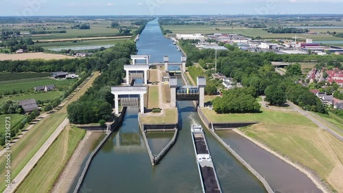 Aerial from the Princess Irene Lock at Wijk bij Duurstede in the Netherlands photo