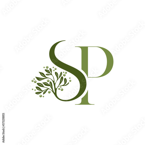 Letter SP Luxury With Olive Oil Tree Logo Icon Vector