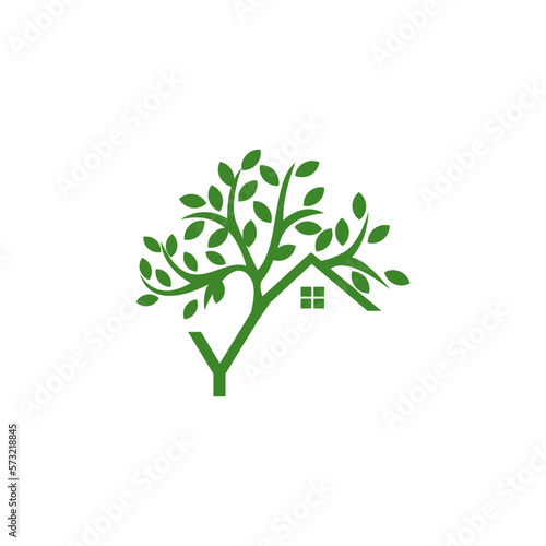 Letter Y Tree House logo icon vector stock