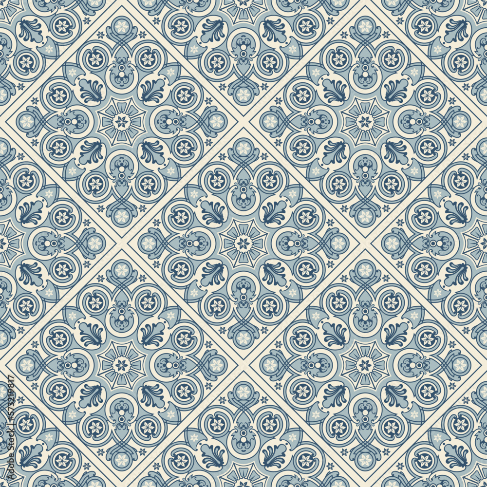 Seamless geometric pattern. Abstract, square, blanket, tile, plaid. Isolated flowers. Vintage background fabric. Wallpaper baroque. Drawing, engraving, sketch. Vector decorative illustration.