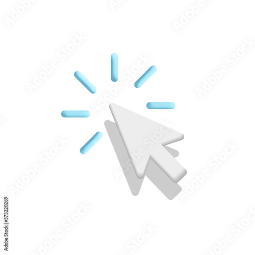 3d vector cartoon plastic render white computer mouse cursor click symbol web element design
