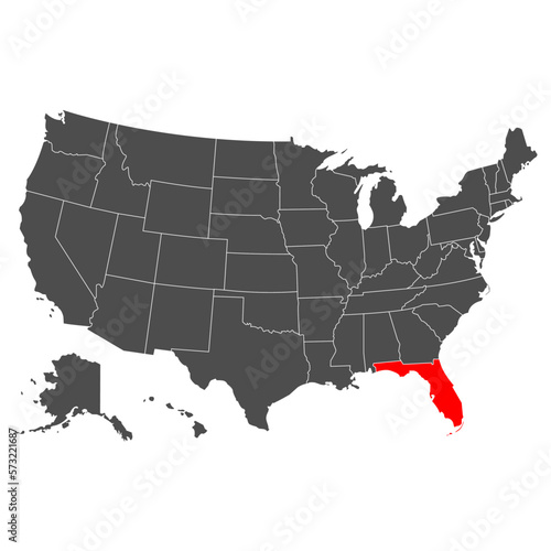 Wallpaper Mural Vector map of Florida. High detailed illustration. Country of the United States of America. Flat style. Vector Torontodigital.ca