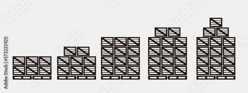 Stacking of wood box pallets vector