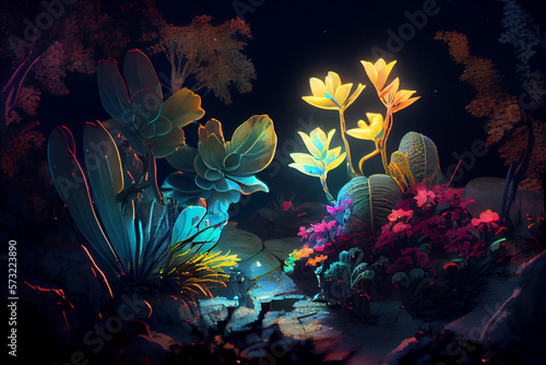 A magic garden world. Generative ai.