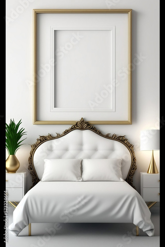 interior of a premium bedroom interior of a room wall art mockup
