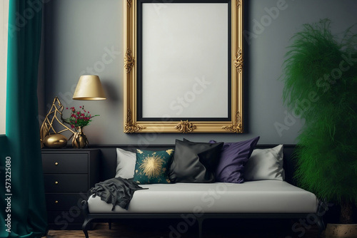 modern living room with sofa interior of a room wall art mockup