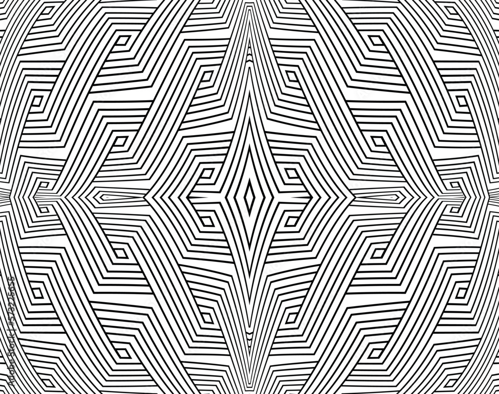 Abstract background with optical illusion wave. Black and white horizontal lines with wavy distortion effect for prints, web pages, template, posters, monochrome backgrounds and pattern Abstract background with optical illusion wave. Black and white horizontal lines with wavy distortion effect for prints, web pages, template, posters, monochrome backgrounds and pattern