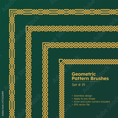 Set of Geometric Pattern Brushes and Beautiful Greek Borders Design