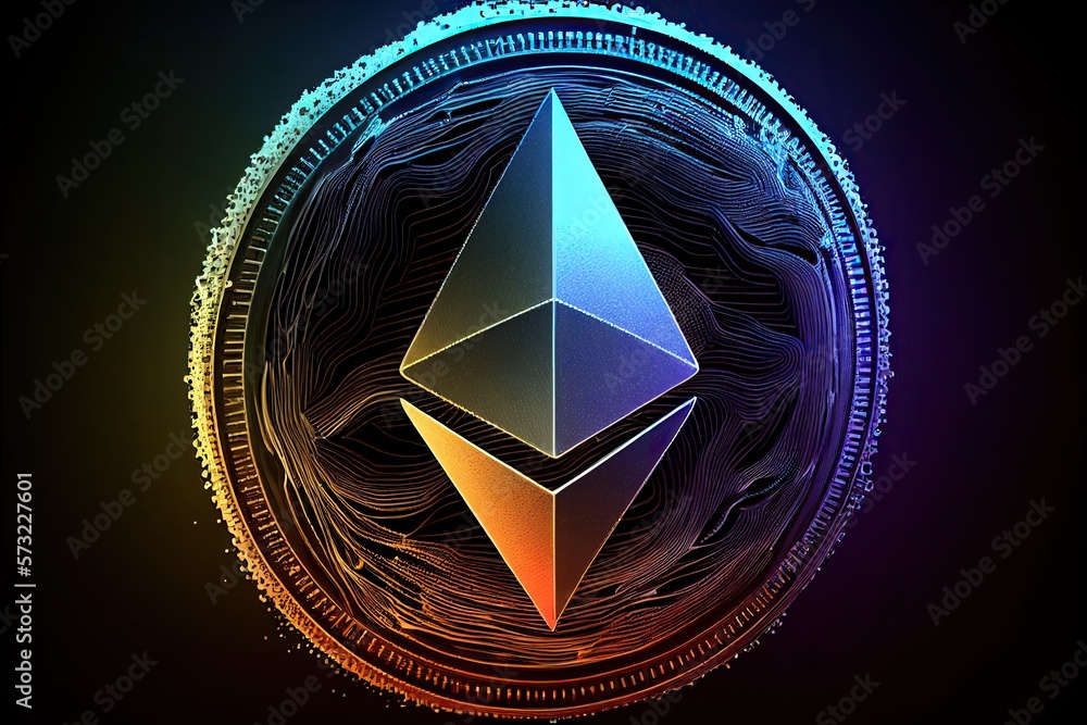 New York, USA - 9 February 2023: Ethereum ETH logo symbol, Illustrative ...