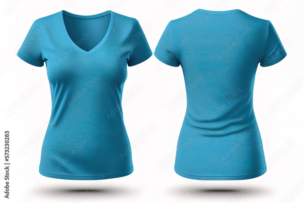 Blank V-neck tshirt for women template, blue color shirt Blank V-neck tshirt for women template, blue color shirt