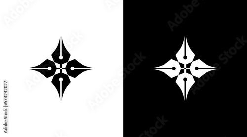 write Pen and cross logo vector illustration icon style Design template