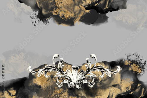 The black and white baroque arrangement, vintage frame backdrop
