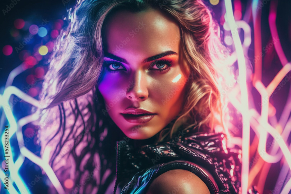 Beautiful woman in a disco Beautiful woman in a disco