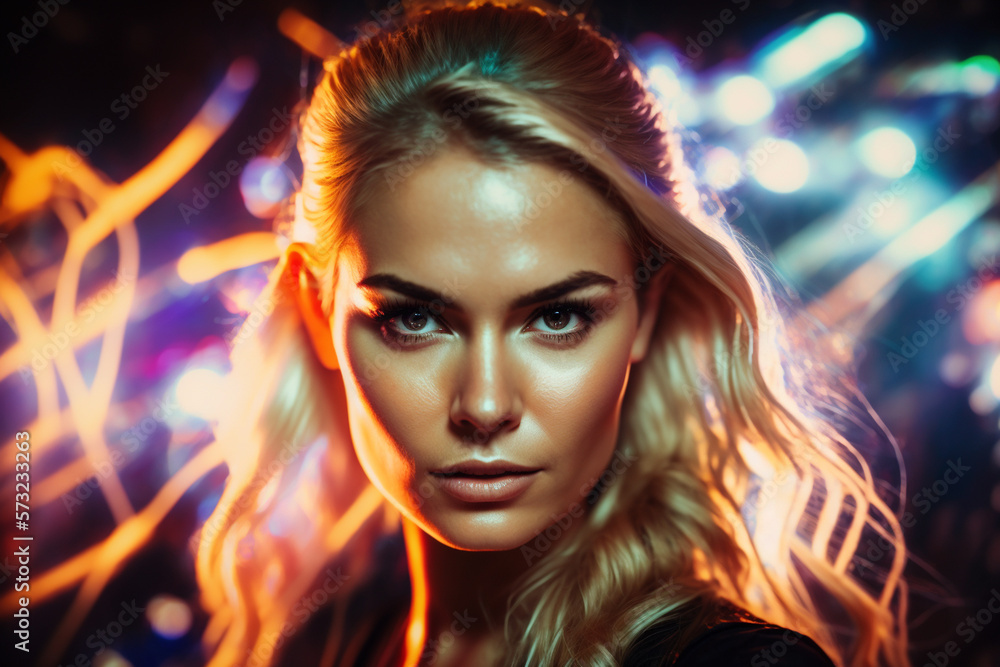 Beautiful woman in a disco Beautiful woman in a disco