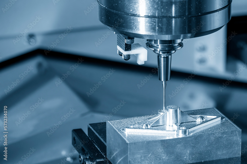 The CNC milling machine cutting injection mold part by solid ball end mill tool. The CNC milling machine cutting injection mold part by solid ball end mill tool.