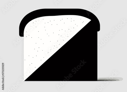 Sliced bread in simple, monochromatic colors. Illustrating simplicity and purity of ingredients and a natural unprocessed approach to food.