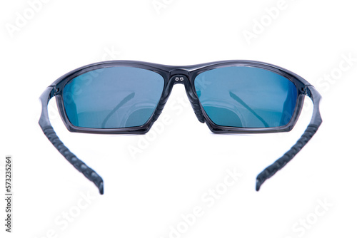 Fashion sunglasses black frames on white background. photo