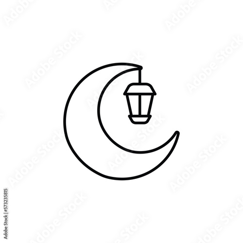 moon and lamp icon. outline icon