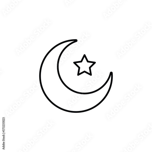 moon and star icon. outline icon