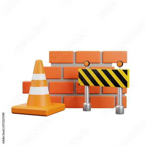 3d illustration of icon maintenance and under construction