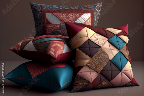 pillow made of patchwork fabric