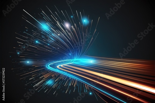 Blue light streak, fiber optic, speed line, futuristic background for 5g or 6g technology wireless data transmission, high-speed internet in abstract. internet network concept. vector design