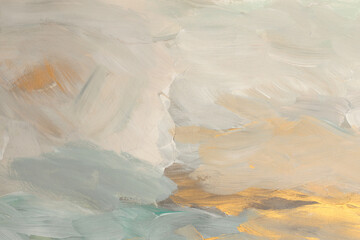 Art modern oil and Acrylic smear blot painting wall. Abstract texture beige, gold color stain brushstroke background.